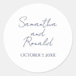 Adesivo Redondo Casamento de Caligrafia Minimalista Moderna do Mar