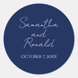 Adesivo Redondo Casamento de Caligrafia Minimalista Moderna e mari