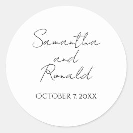 Adesivo Redondo Casamento de Caligrafia Minimalista Moderno
