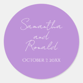 Adesivo Redondo Casamento de Caligrafia Minimalista Puro-Claro