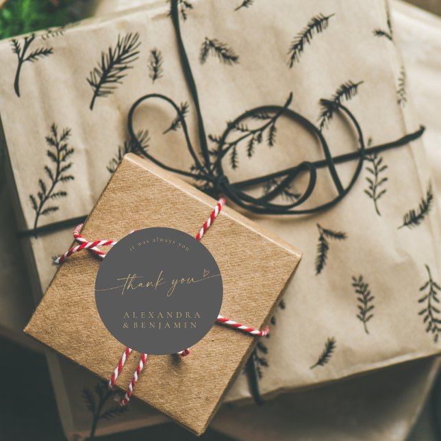 Adesivo Redondo Casamento de Caligrafia Moderna BLAIRE - Obrigado (Criador carregado)