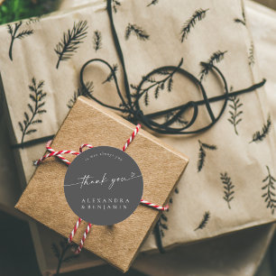 Adesivo Redondo Casamento de Caligrafia Moderna BLAIRE - Obrigado