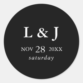 Adesivo Redondo Casamento de Caligrafia Moderna Negra Elegante