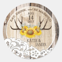 Casamento de Campo Rustic Antlers Sunflower