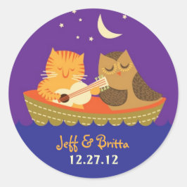Adesivo Redondo Casamento de Caranguejo e Pussycat Storybook (Roxo