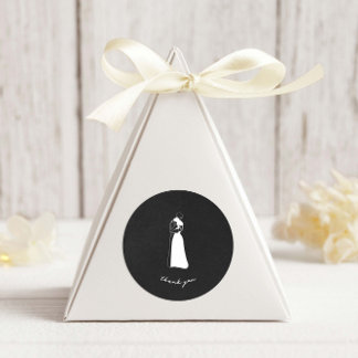 Adesivo Redondo Casamento de Casais Desenhados à Mão, preto e bran