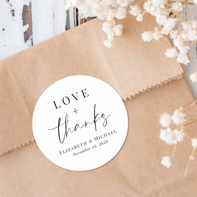 Adesivo Redondo Casamento De Chic Love E Obrigados (Criador carregado)