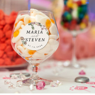 Adesivo Redondo Casamento de Chic Vintage floral boho