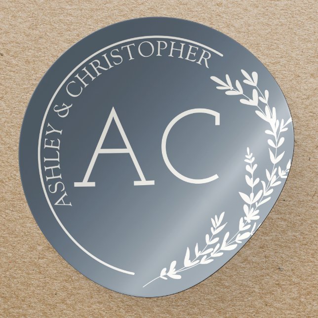 Adesivo Redondo Casamento de Cinzas de Frame Foliar Moderno (Criador carregado)