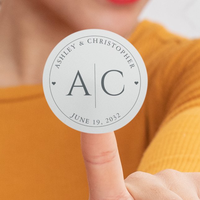 Adesivo Redondo Casamento de Cinzas Espaciais Modernas Elegante (Criador carregado)