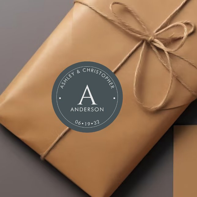 Adesivo Redondo Casamento de Cinzas Moderna Elegante (Criador carregado)