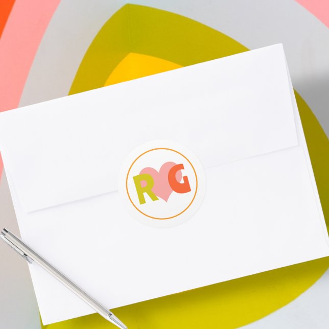 Adesivo Redondo Casamento De Citros De Retro Negrito (Bold Retro Citrus Wedding Classic Round Stickers from Ricaso. For the fun bold couple)