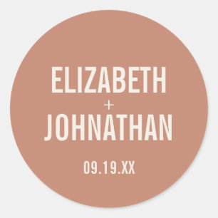 Adesivo Redondo Casamento de Clay com Tipografia Simples Boho