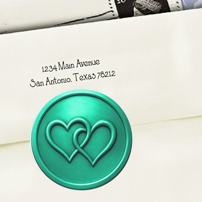 Adesivo Redondo Casamento de Corações Entrelaçados Aqua (Criador carregado)