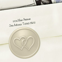 Adesivo Redondo Casamento de Corações Entrelaçados Champgne