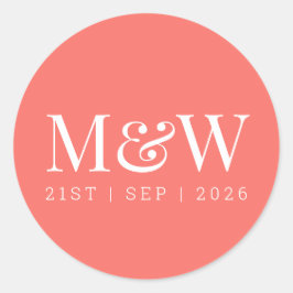 Adesivo Redondo Casamento de Coral Vivo Moderno
