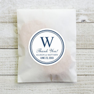 Adesivo Redondo Casamento de Corda Náutica Monograma