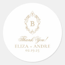 Casamento de Crest Monograma Dourado Elegante