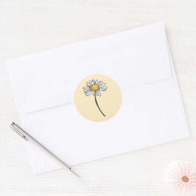 Adesivo Redondo Casamento de Daisy Minimalista (Envelope)