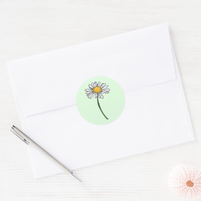 Adesivo Redondo Casamento de Daisy Minimalista (Envelope)