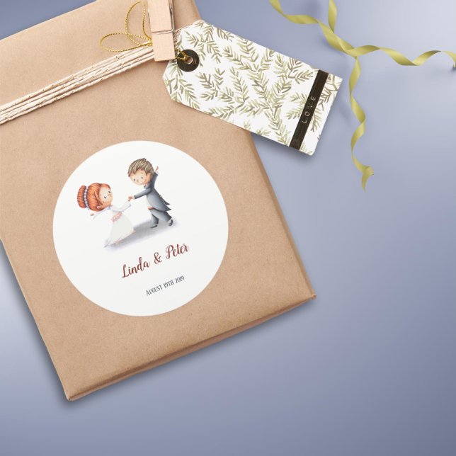 Adesivo Redondo Casamento de dança de noiva bonita (Criador carregado)