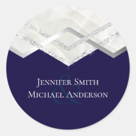 Adesivo Redondo Casamento de Deco Silver do Marinho de Orçamento L