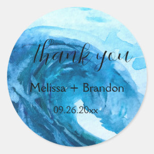 Adesivo Redondo Casamento de Destino do Mar de Praia no Oceano Ele