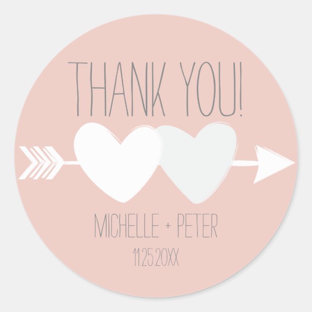 Adesivo Redondo Casamento de Dois Corações (Frente)