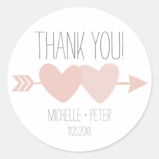 Adesivo Redondo Casamento de Dois Corações (Frente)