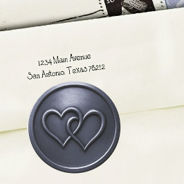 Adesivo Redondo Casamento de dois corações entrelaçados em azul ma