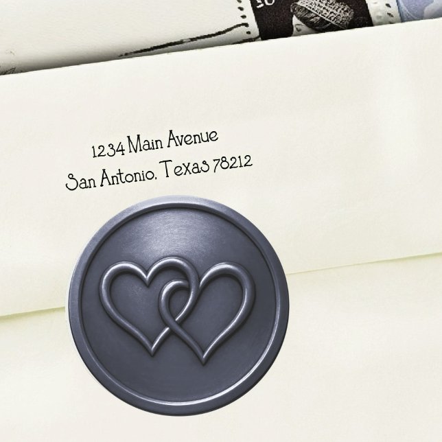 Adesivo Redondo Casamento de dois corações entrelaçados em azul ma (Criador carregado)