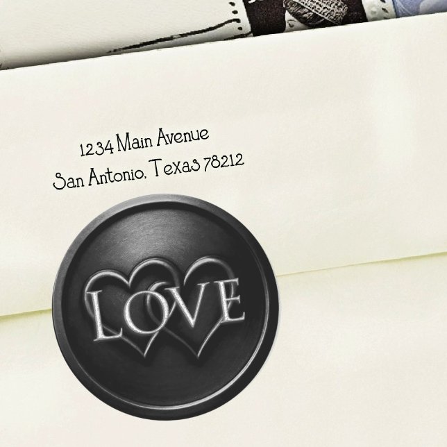 Adesivo Redondo Casamento de Dois Corações Entrelaçados Preto (Criador carregado)