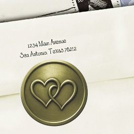 Adesivo Redondo Casamento de duas corações entrelaçados em verde-o