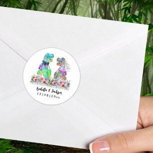 Adesivo Redondo Casamento de Dynosaur Theme Wildflower