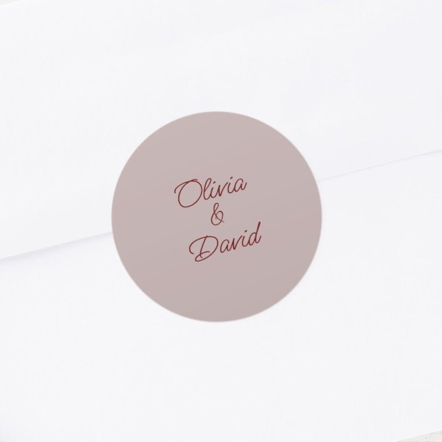 Adesivo Redondo Casamento de Elegante Dusty Rosa (Criador carregado)