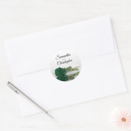 Adesivo Redondo Casamento de Elegante Rosa Verde Espelhado Emerald