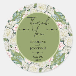 Adesivo Redondo Casamento de Embriões Florais Elegante