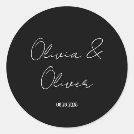 Adesivo Redondo Casamento de empate preto elegante