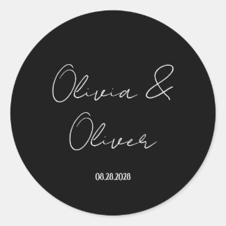 Adesivo Redondo Casamento de empate preto elegante