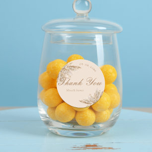 Adesivo Redondo Casamento de erva cremosa moderno Obrigado