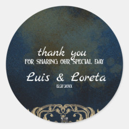 Adesivo Redondo Casamento de Escrituras Obrigado Sticker