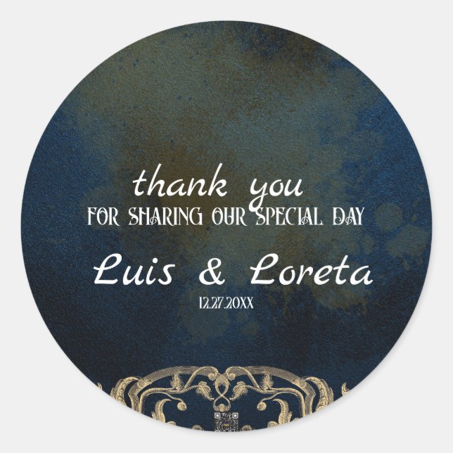 Adesivo Redondo Casamento de Escrituras Obrigado Sticker (Frente)