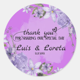 Adesivo Redondo Casamento de Escrituras Obrigado Sticker