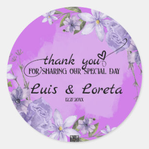 Adesivo Redondo Casamento de Escrituras Obrigado Sticker