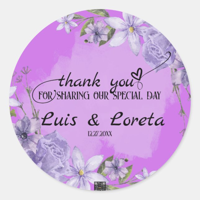 Adesivo Redondo Casamento de Escrituras Obrigado Sticker (Frente)