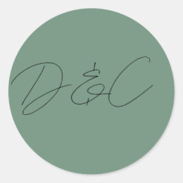 Adesivo Redondo Casamento de Estilo de Escrita Manual em Chic