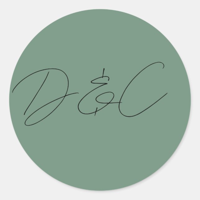 Adesivo Redondo Casamento de Estilo de Escrita Manual em Chic (Frente)