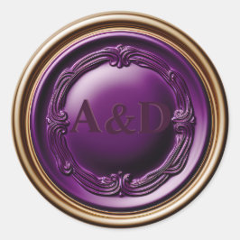 Adesivo Redondo Casamento de fêmeas de cera Dourada e Roxo Real El