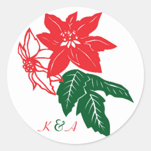 Adesivo Redondo Casamento de Férias de Natal Vermelho e Verde