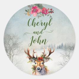 Adesivo Redondo Casamento de Férias no Selo de Envelope Lodge